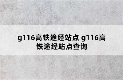 g116高铁途经站点 g116高铁途经站点查询